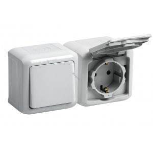 Legrand Forix IP44 kétpólusú kapcsoló + földelt dugalj, kültéri